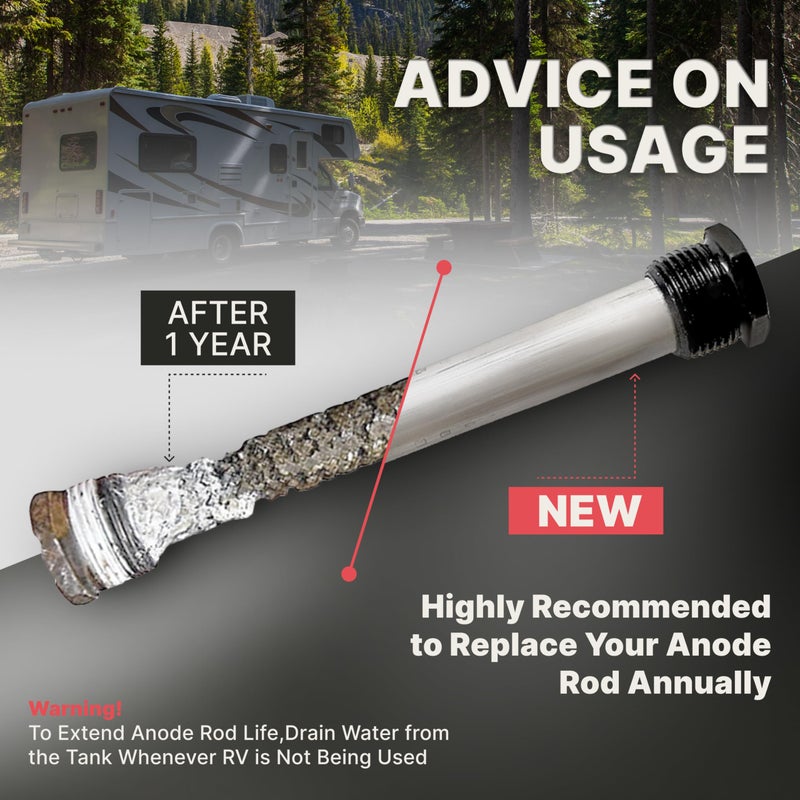 Diximus Anode RV Water Heater Set of 2 - Camper Water Heater Anode Rod 3/4'' Thread - Magnesium RV Anode Rod - Compatible with Mor-Flo and Suburban Water Heater Tanks - Image 5